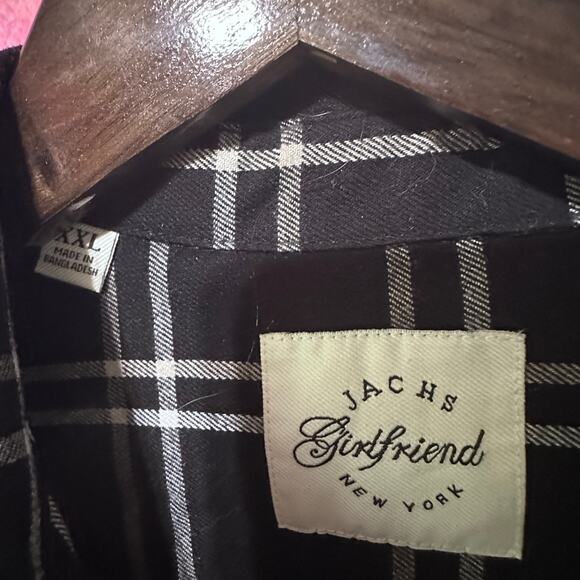Jachs Girlfriend Shirt Adult XXL Black & White Plaid Pockets Tunic Women Comfort - Picture 2 of 4